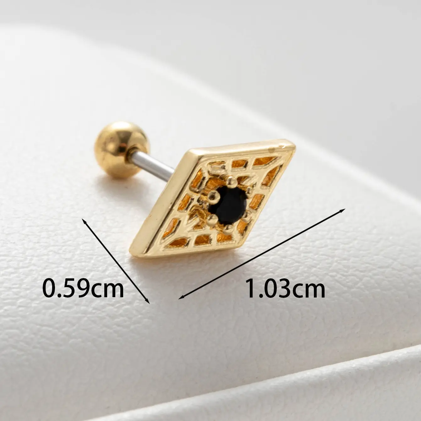 1 Piece Simple Series Classic Rhombus  18K Gold Plated  Women's Stud Earrings h5 